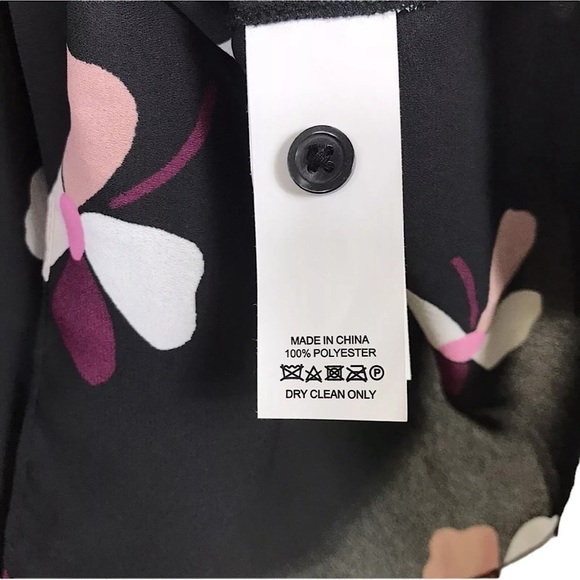 NWT Kate Spade Black Floral Glitzy Ritzy Dusk Buds Ruffle Top Size XXS - Picture 9 of 11
